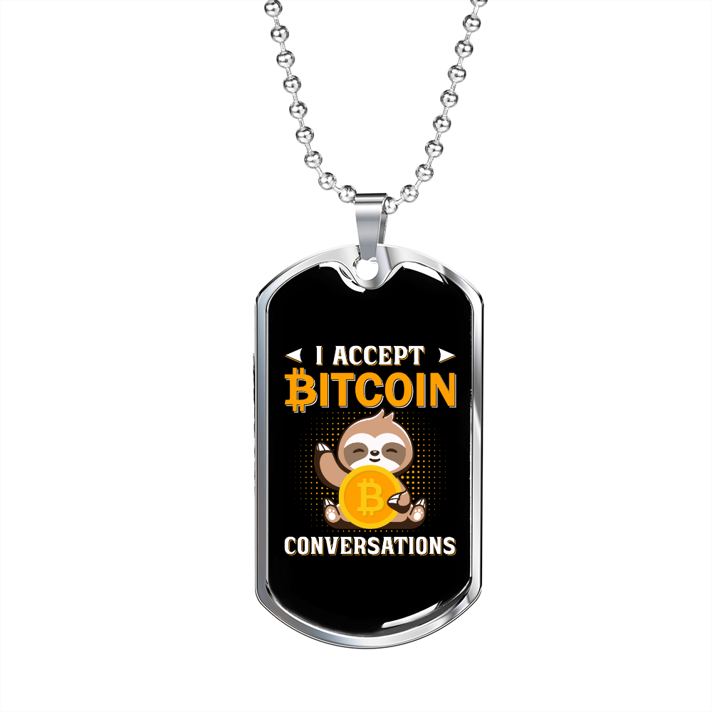 Bitocin Conversation Baby Crypto Necklace Stainless Steel or 18k Gold Dog Tag 24" Chain-Express Your Love Gifts