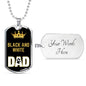 Black And White Cat Dad Necklace Stainless Steel or 18k Gold Dog Tag 24" Chain-Express Your Love Gifts