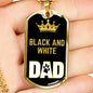 Black And White Cat Dad Necklace Stainless Steel or 18k Gold Dog Tag 24" Chain-Express Your Love Gifts