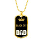 Black Cat Cat Dad Necklace Stainless Steel or 18k Gold Dog Tag 24" Chain-Express Your Love Gifts