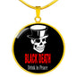 Black Death Vodka Drink In Peace Circle Necklace Stainless Steel or 18k Gold 18-22"-Express Your Love Gifts