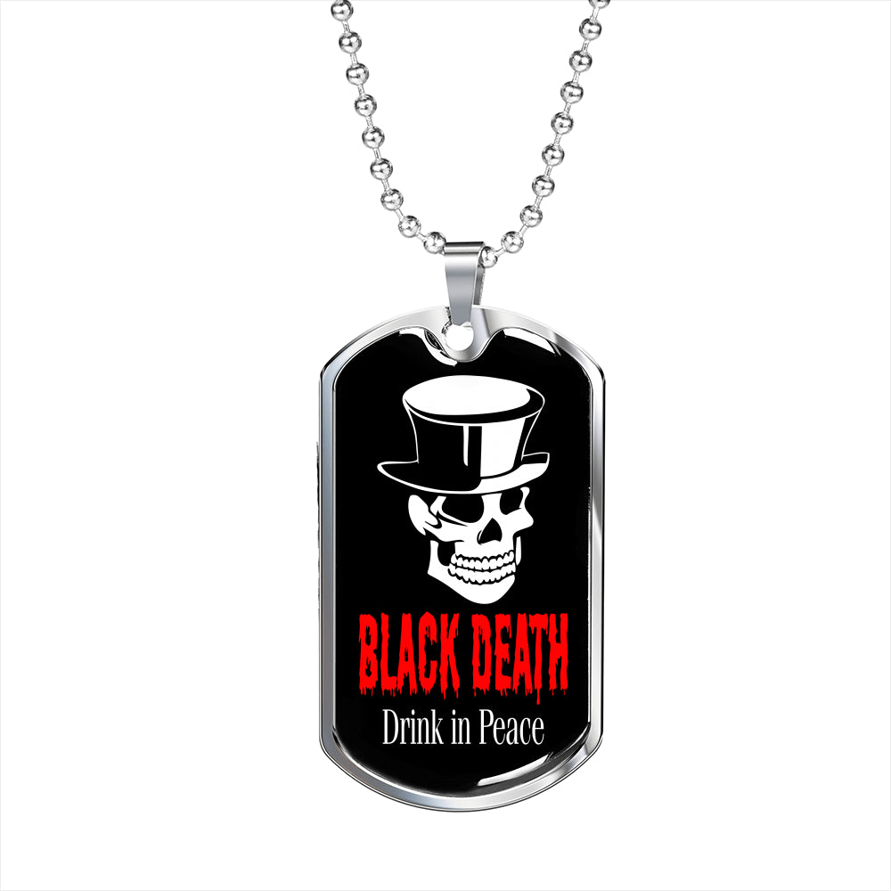 Black Death Vodka Drink In Peace Necklace Stainless Steel or 18k Gold Dog Tag 24" Chain-Express Your Love Gifts