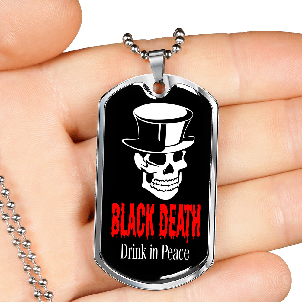 Black Death Vodka Drink In Peace Necklace Stainless Steel or 18k Gold Dog Tag 24" Chain-Express Your Love Gifts