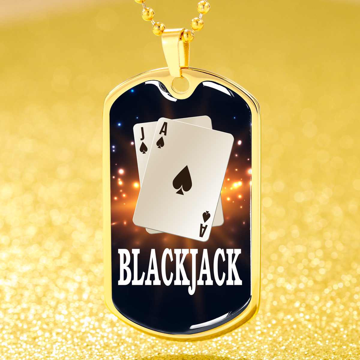 Black Jack Dog Tag Stainless Steel or 18k Gold 24" Chain-Express Your Love Gifts