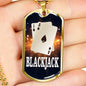 Black Jack Dog Tag Stainless Steel or 18k Gold 24" Chain-Express Your Love Gifts