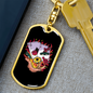 Black Jack Hand Gambler Keychain Stainless Steel or 18k Gold Dog Tag Keyring-Express Your Love Gifts