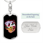 Black Jack Hand Gambler Keychain Stainless Steel or 18k Gold Dog Tag Keyring-Express Your Love Gifts
