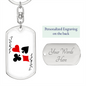 Black Joker Gambler Keychain Stainless Steel or 18k Gold Dog Tag Keyring-Express Your Love Gifts