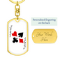 Black Joker Gambler Keychain Stainless Steel or 18k Gold Dog Tag Keyring-Express Your Love Gifts
