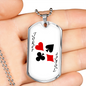 Black Joker Gambler Necklace Stainless Steel or 18k Gold Dog Tag 24" Chain-Express Your Love Gifts