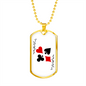Black Joker Gambler Necklace Stainless Steel or 18k Gold Dog Tag 24" Chain-Express Your Love Gifts