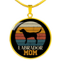Black Labrador Mom Circle Necklace Stainless Steel or 18k Gold 18-22"-Express Your Love Gifts
