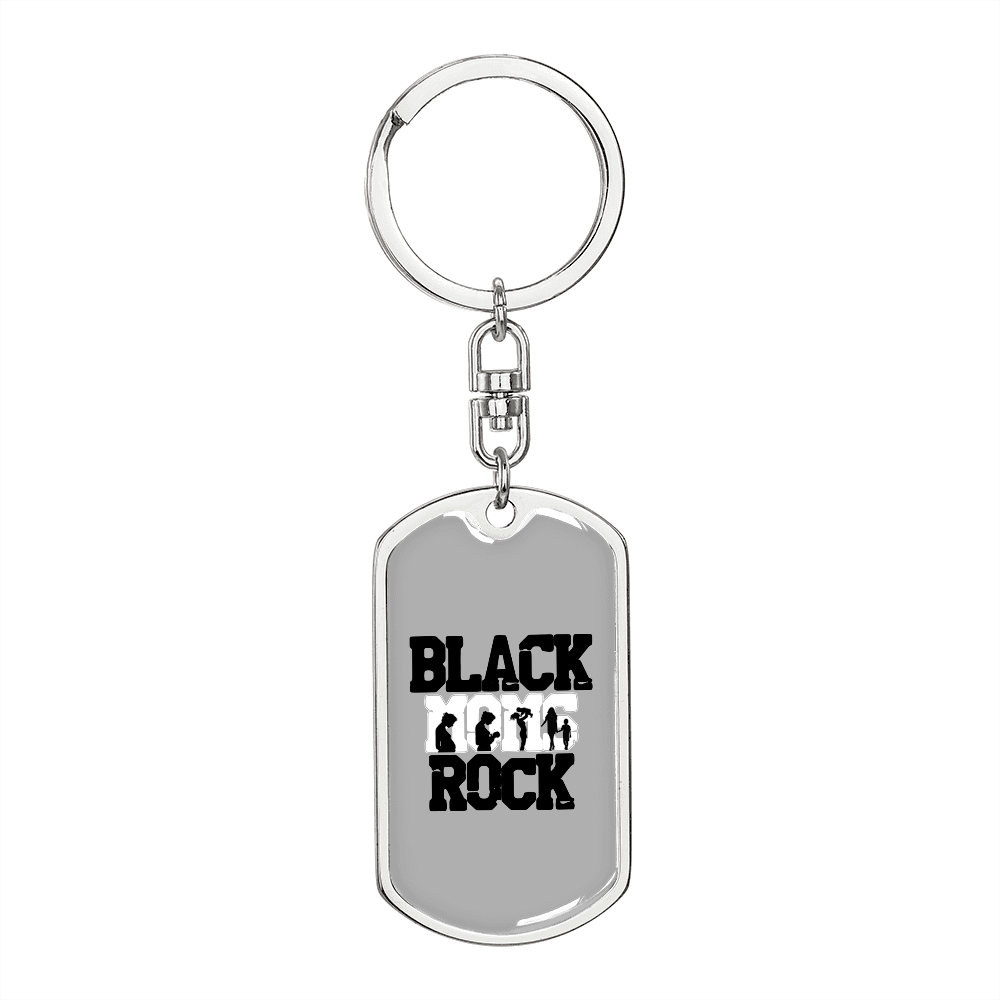 Black Moms Rocks Keychain Stainless Steel or 18k Gold Dog Tag Keyring-Express Your Love Gifts