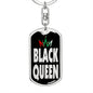 Black Queen Dog Tag Pendant Keychain Stainless Steel or 18k Gold-Express Your Love Gifts