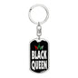 Black Queen Dog Tag Pendant Keychain Stainless Steel or 18k Gold-Express Your Love Gifts