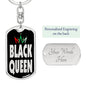 Black Queen Dog Tag Pendant Keychain Stainless Steel or 18k Gold-Express Your Love Gifts