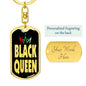 Black Queen Dog Tag Pendant Keychain Stainless Steel or 18k Gold-Express Your Love Gifts