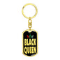 Black Queen Dog Tag Pendant Keychain Stainless Steel or 18k Gold-Express Your Love Gifts