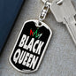 Black Queen Dog Tag Pendant Keychain Stainless Steel or 18k Gold-Express Your Love Gifts