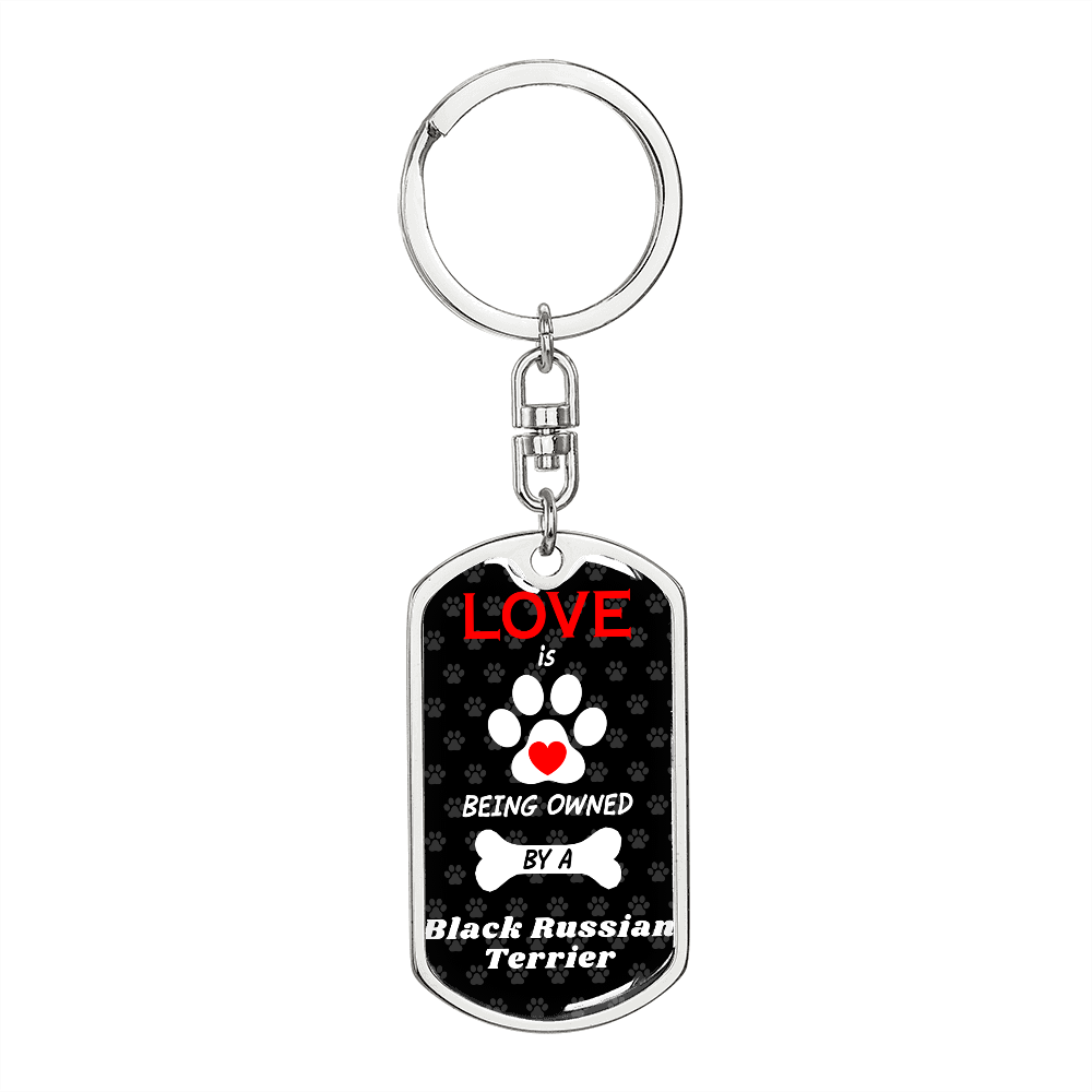Black Russian Terrier Keychain Stainless Steel or 18k Gold Dog Tag Keyring-Express Your Love Gifts