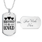 Bless And Loved Necklace Stainless Steel or 18k Gold Dog Tag 24" Chain-Express Your Love Gifts