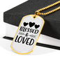 Bless And Loved Necklace Stainless Steel or 18k Gold Dog Tag 24" Chain-Express Your Love Gifts
