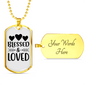 Bless And Loved Necklace Stainless Steel or 18k Gold Dog Tag 24" Chain-Express Your Love Gifts