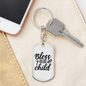 Bless This Child Cross Keychain Stainless Steel or 18k Gold Dog Tag Keyring-Express Your Love Gifts