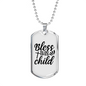 Bless This Child Cross Necklace Stainless Steel or 18k Gold Dog Tag 24" Chain-Express Your Love Gifts