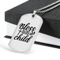 Bless This Child Cross Necklace Stainless Steel or 18k Gold Dog Tag 24" Chain-Express Your Love Gifts