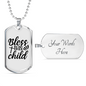 Bless This Child Cross Necklace Stainless Steel or 18k Gold Dog Tag 24" Chain-Express Your Love Gifts