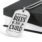 Bless This Child Necklace Stainless Steel or 18k Gold Dog Tag 24" Chain-Express Your Love Gifts