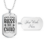 Bless This Child Necklace Stainless Steel or 18k Gold Dog Tag 24" Chain-Express Your Love Gifts