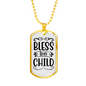 Bless This Child Necklace Stainless Steel or 18k Gold Dog Tag 24" Chain-Express Your Love Gifts