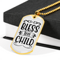 Bless This Child Necklace Stainless Steel or 18k Gold Dog Tag 24" Chain-Express Your Love Gifts