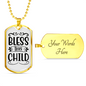 Bless This Child Necklace Stainless Steel or 18k Gold Dog Tag 24" Chain-Express Your Love Gifts