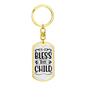 Bless This Keychain Stainless Steel or 18k Gold Dog Tag Keyring-Express Your Love Gifts