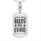 Bless This Keychain Stainless Steel or 18k Gold Dog Tag Keyring-Express Your Love Gifts