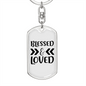 Blessed And Loved Arrow Keychain Stainless Steel or 18k Gold Dog Tag Keyring-Express Your Love Gifts