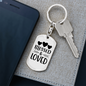 Blessed And Loved Keychain Stainless Steel or 18k Gold Dog Tag Keyring-Express Your Love Gifts