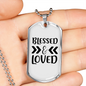 Blessed And Loved Necklace Stainless Steel or 18k Gold Dog Tag 24" Chain-Express Your Love Gifts