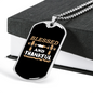 Blessed And Thankful Necklace Stainless Steel or 18k Gold Dog Tag 24" Chain-Express Your Love Gifts