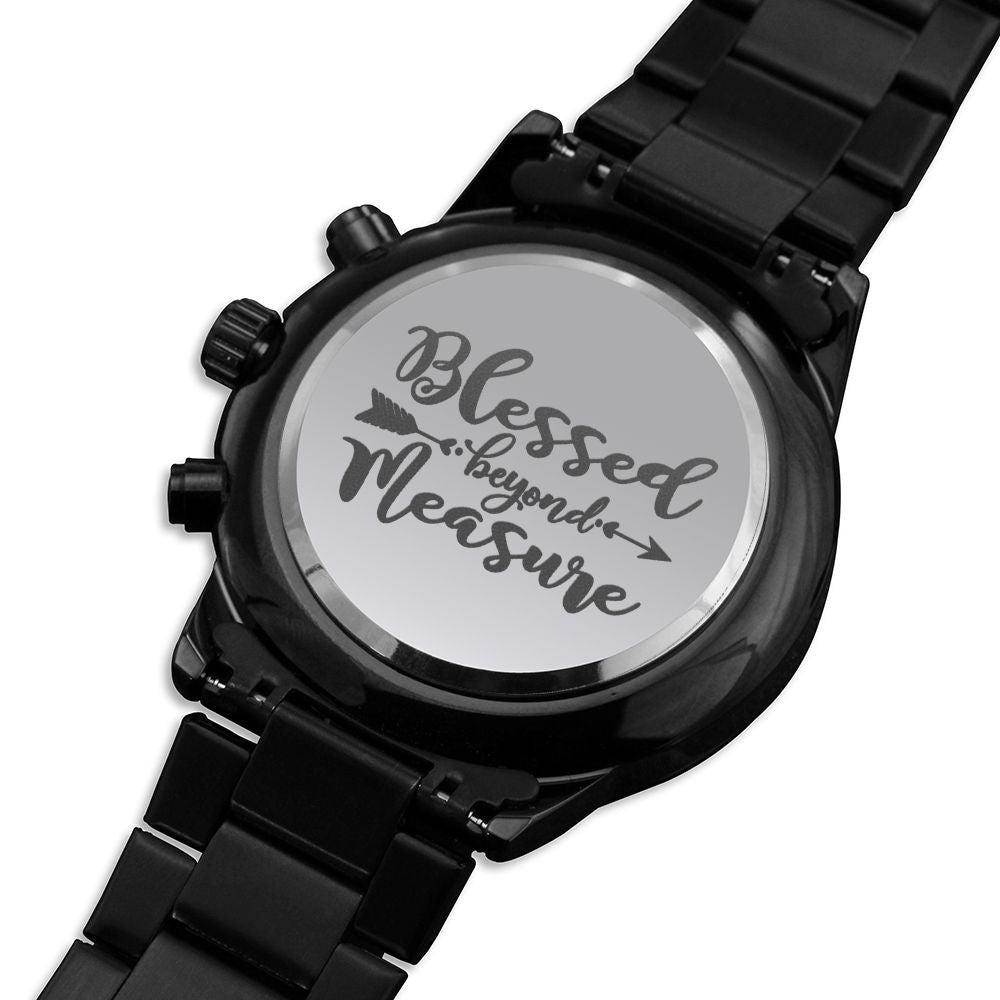 Blessed Beyond Measure Engraved Bible Verse Men's Watch Multifunction Stainless Steel W Copper Dial-Express Your Love Gifts