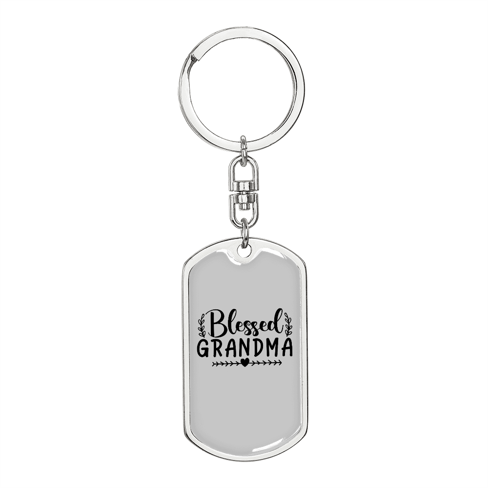 Blessed Grandma Mom Keychain Stainless Steel or 18k Gold Dog Tag Keyring-Express Your Love Gifts