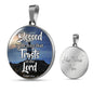 Blessed Is The Man That Trusts In The Lord Circle Necklace Stainless Steel or 18k Gold 18-22"-Express Your Love Gifts