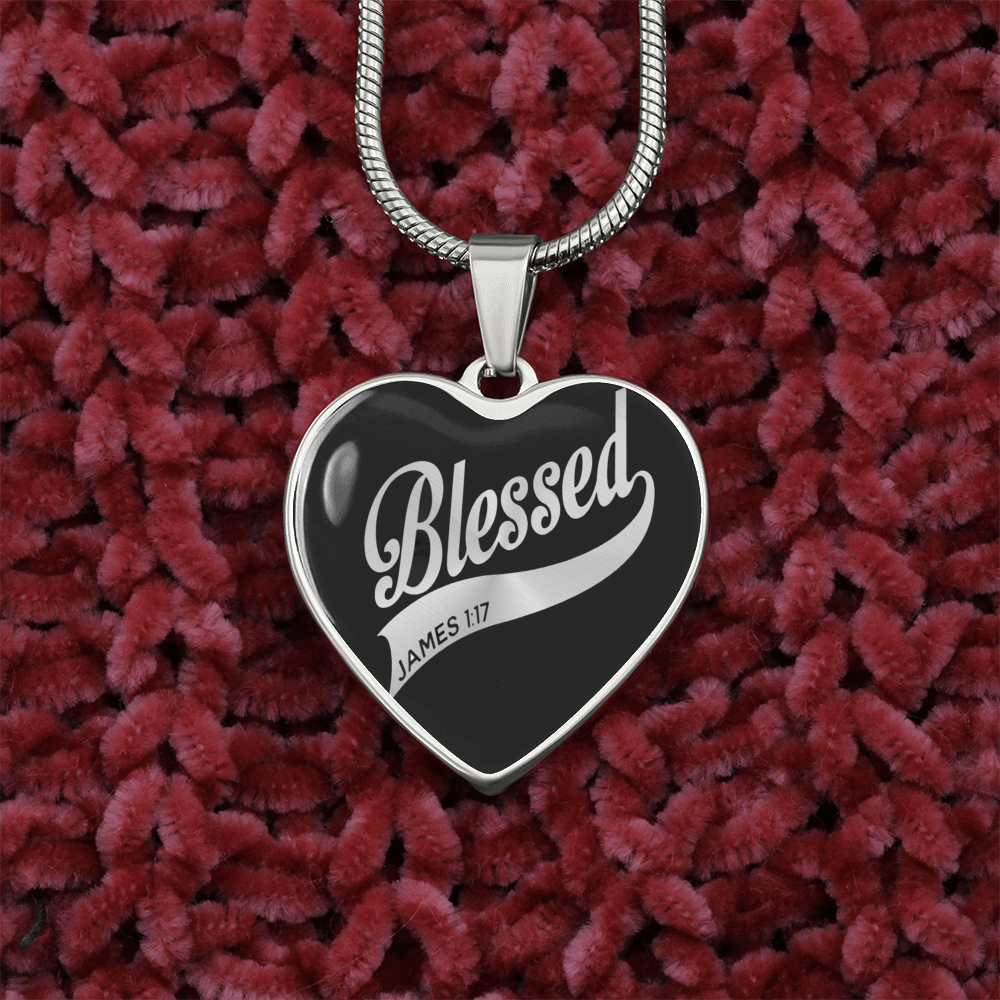 Blessed James 1:17 Christian Necklace Stainless Steel or 18k Gold Heart 18-22"-Express Your Love Gifts