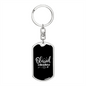 Blessed Mama Mom Keychain Stainless Steel or 18k Gold Dog Tag Keyring-Express Your Love Gifts