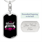 Blessed Mama Pink Arrow Mom Keychain Stainless Steel or 18k Gold Dog Tag Keyring-Express Your Love Gifts