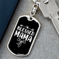 Blessed Mama Ribbon Mom Keychain Stainless Steel or 18k Gold Dog Tag Keyring-Express Your Love Gifts
