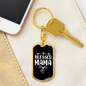 Blessed Mama Ribbon Mom Keychain Stainless Steel or 18k Gold Dog Tag Keyring-Express Your Love Gifts